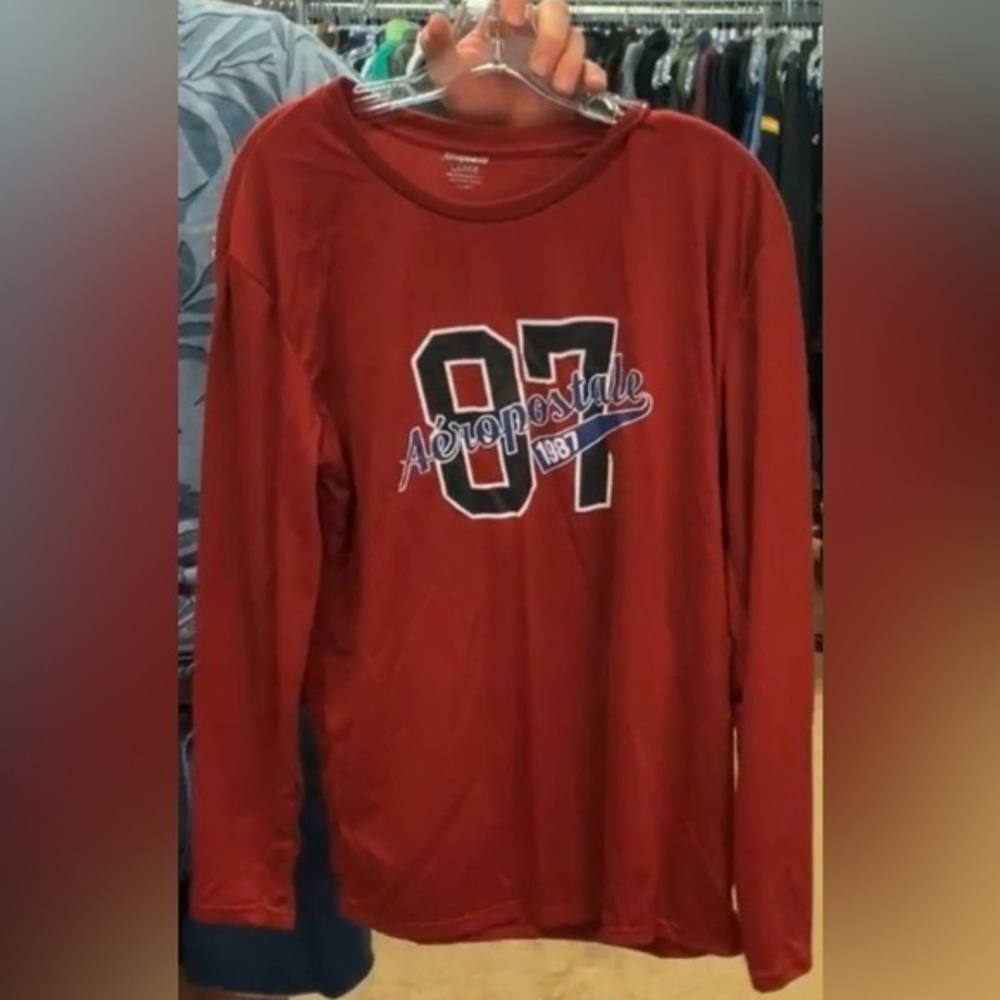 Men’s Aeropostale Red Long Sleeve Shirt, Lounging Type, NWOT Size Large - Picture 1 of 11